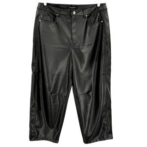 Andrew Marc New York Women's Stretch Black Faux Leather Cropped Pants Sz 16 NWT